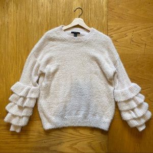 Light peachy pink ruffle sleeve sweater. SUPER SOFT AND THICK!